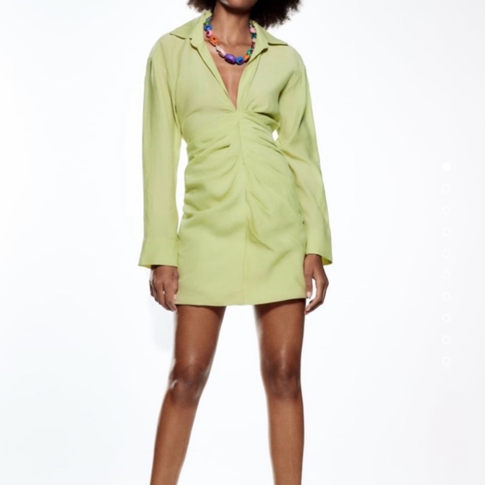 Zara Light Green Collared Dress